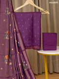 Purple Munga Tussar Dress Material With Floral Zari Work Buttas and Bottom & Dupatta