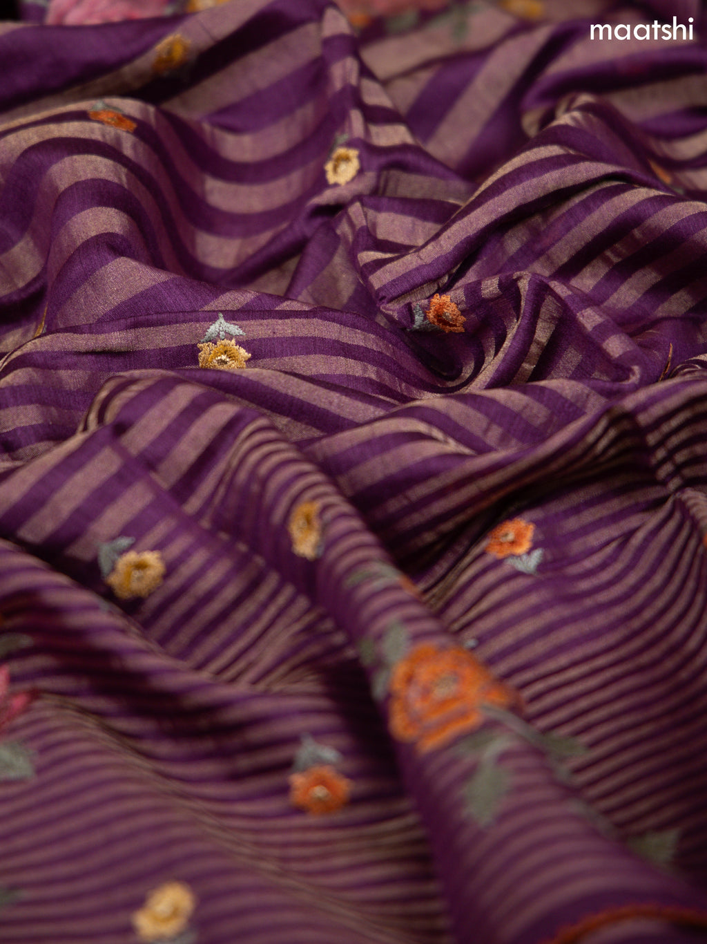 Purple Munga Tussar Dress Material With Floral Zari Work Buttas and Bottom & Dupatta
