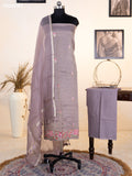 Pastel Brown Tissue Silk Dress Material With Floral Embroidery Work Border and Bottom & Dupatta