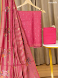Pink Munga Tussar Dress Material With Zari Woven Buttas and Bottom & Dupatta