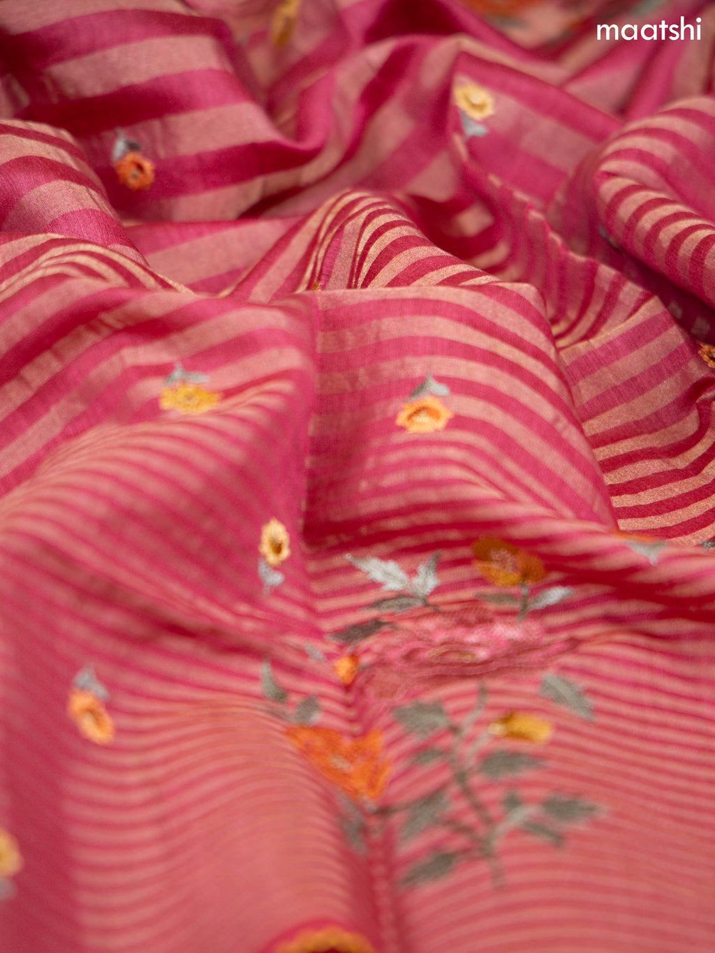 Pink Munga Tussar Dress Material With Zari Woven Buttas and Bottom & Dupatta