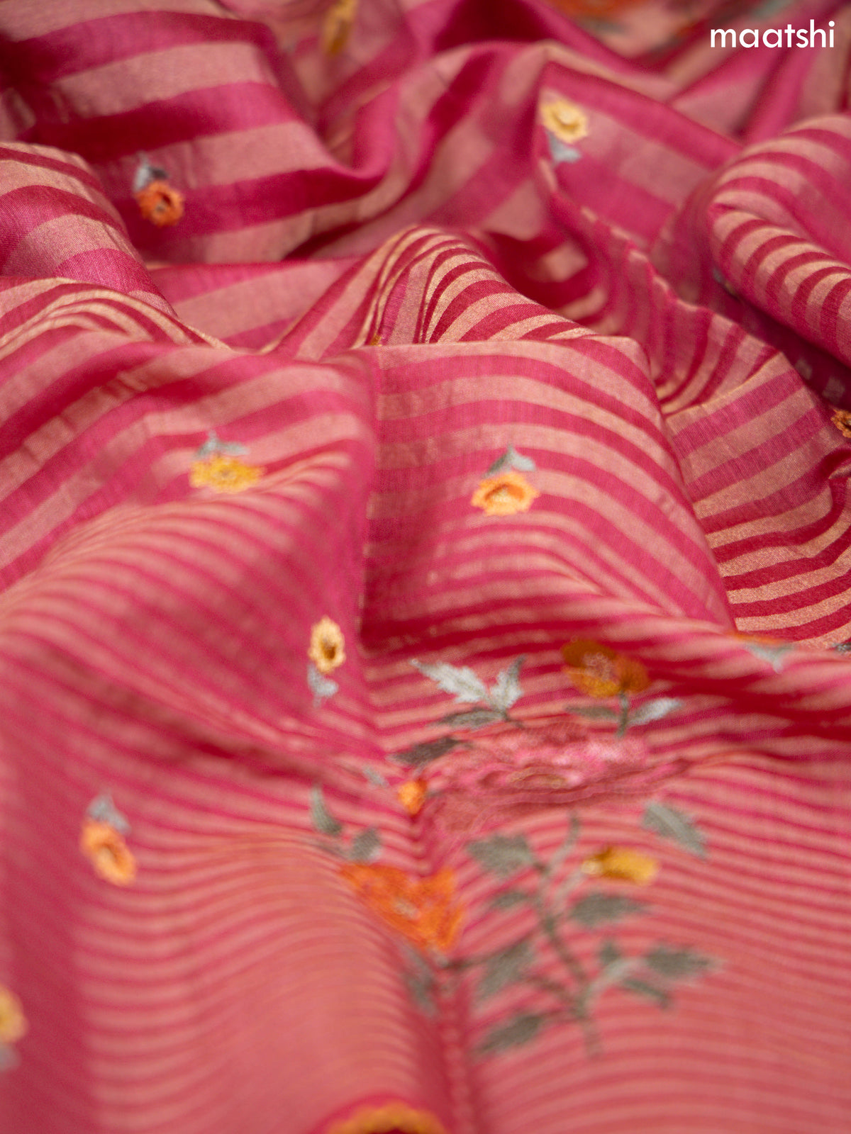 Pink Munga Tussar Dress Material With Zari Woven Buttas and Bottom & Dupatta