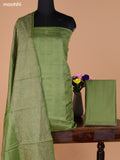 Green Pure Tussar Dress Material With Embroidery Work Buttas and Bottom & Dupatta