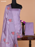 Lavender Pure Tussar Dress Material With Embroidery Work Buttas and Bottom & Dupatta