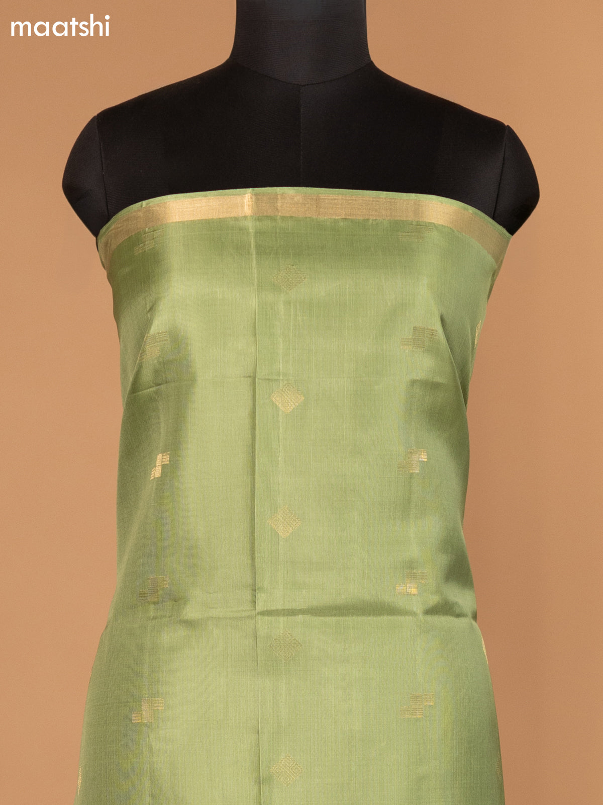 Patel Green and Deep Wine Pure Silk Dress Material With Zari Buttas