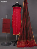 Reddish Pink and Dual Shade Of Maroon Kora Silk Cotton Dress Material With Zari Buttas and Bottom & Zari Dupatta