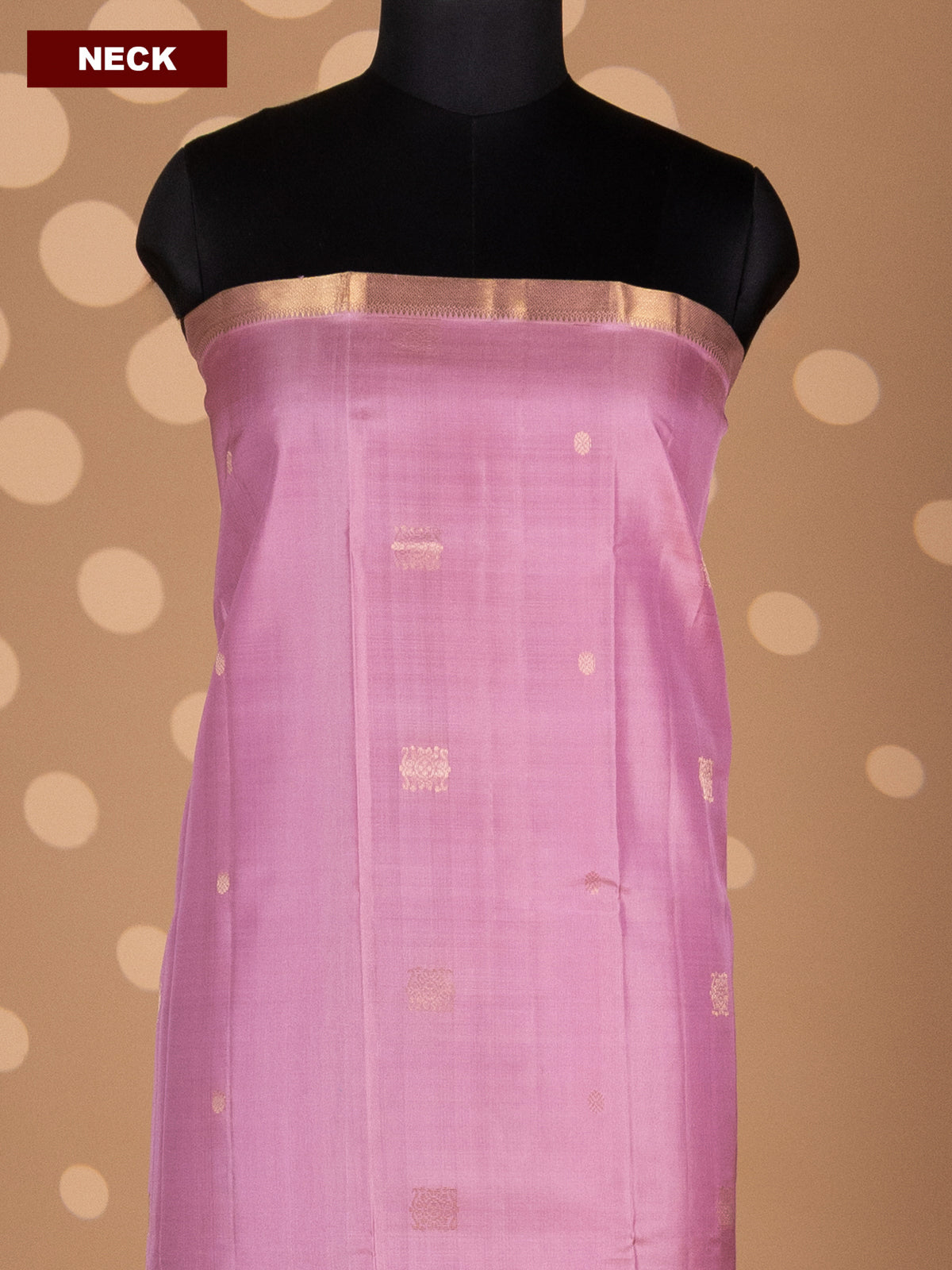 Baby Pink and Teal Blue Pure Silk Dress Material With Zari Buttas