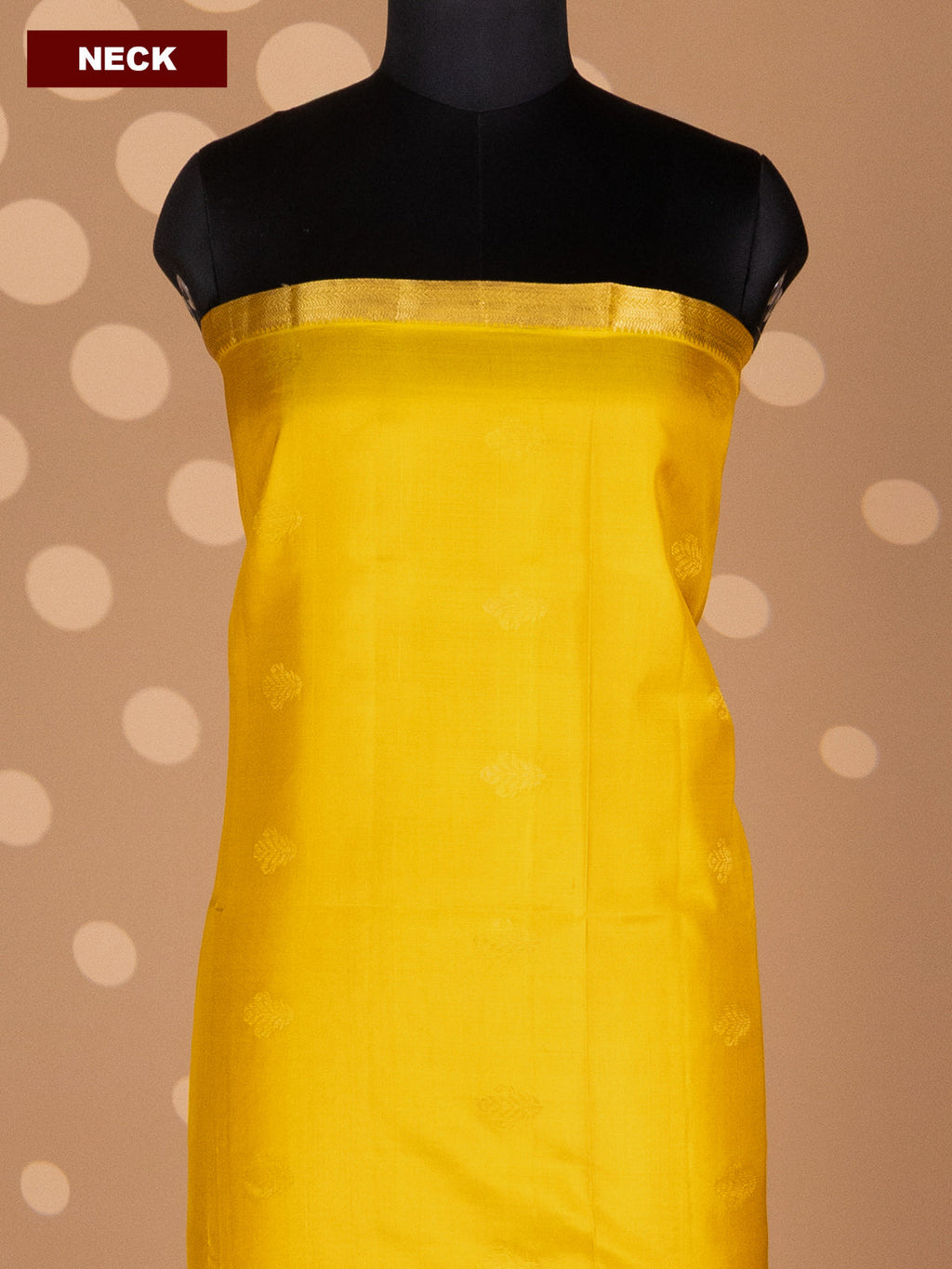 Yellow and Teal Green Pure Silk Dress Material With Zari Buttas