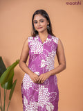 Cotton co-ord set mauve pink and beige with allover prints & collar neck pattern and straight cut pant & sleeve attached