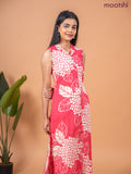 Cotton co-ord set peach pink and beige with allover prints & collar neck pattern and straight cut pant & sleeve attached