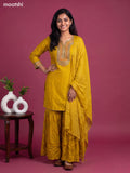 Yellow Art Silk Embroidery Work Short Anarkali Suit