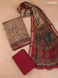 Sandal Art Silk Dress Material With Allover Floral Prints