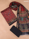 Dark Rust Art Silk Dress Material With Allover Floral Prints