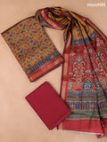 Mustard Yellow Art Silk Dress Material With Allover Floral Prints