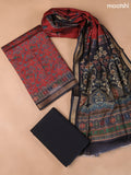 Maroon and Black Art Silk Dress Material With Allover Floral Prints