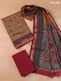 Mustard Yellow Art Silk Dress Material With Allover Floral Prints