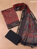 Dark Rust Art Silk Dress Material With Allover Floral Prints
