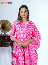 Cotton salwar suit pink with allover batik prints & embroidery zardosi work neck pattern and straight cut pant & dupatta