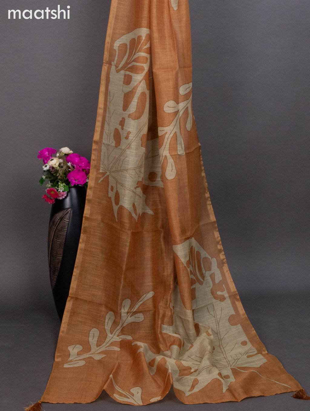 Tissue linen dress material mustard yellow with kantha stich work neck pattern and bottom & dupatta