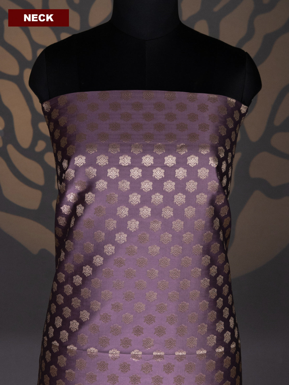 Pastel Purple and Purple Banarasi Silk Dress Material With Allover Zari Buttas