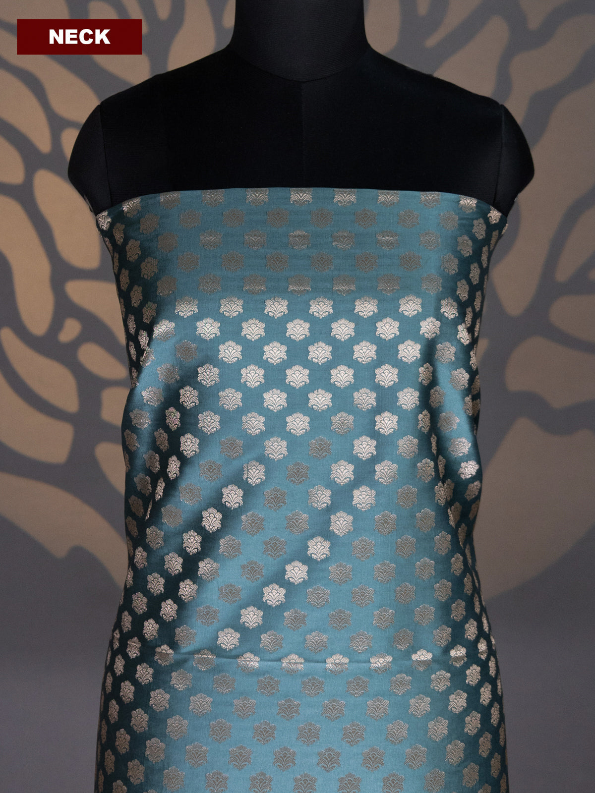 Grey and Magenta Pink Banarasi Silk Dress Material With Allover Zari Buttas