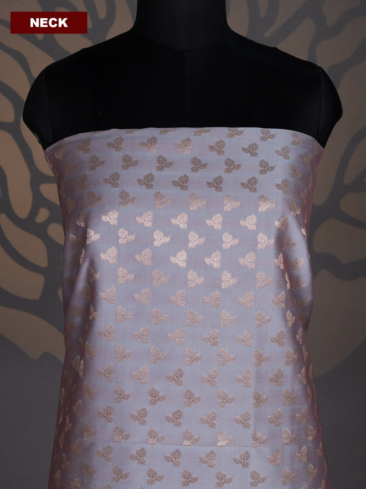 Pastel Grey and Dual Shade Of Purple Banarasi Silk Dress Material With Allover Zari Buttas