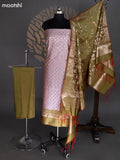 Dual Shade Of Grey and Dual Shade Of Pink Banarasi Silk Dress Material With Allover Zari Buttas