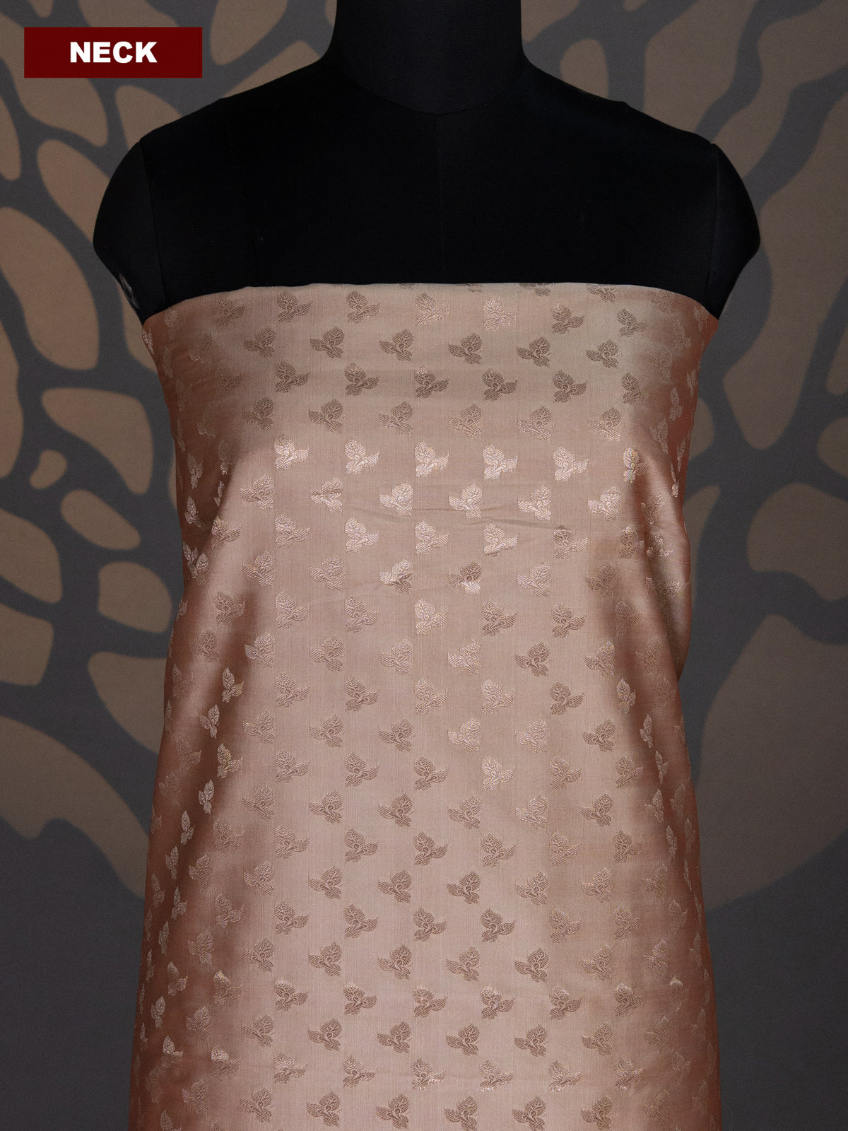 Dual Shade Of Sandal and Maroon Banarasi Silk Dress Material With Allover Zari Buttas