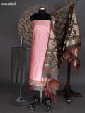 Peach Pink and Dual Shade Of Green Banarasi Silk Dress Material With Allover Zari Buttas