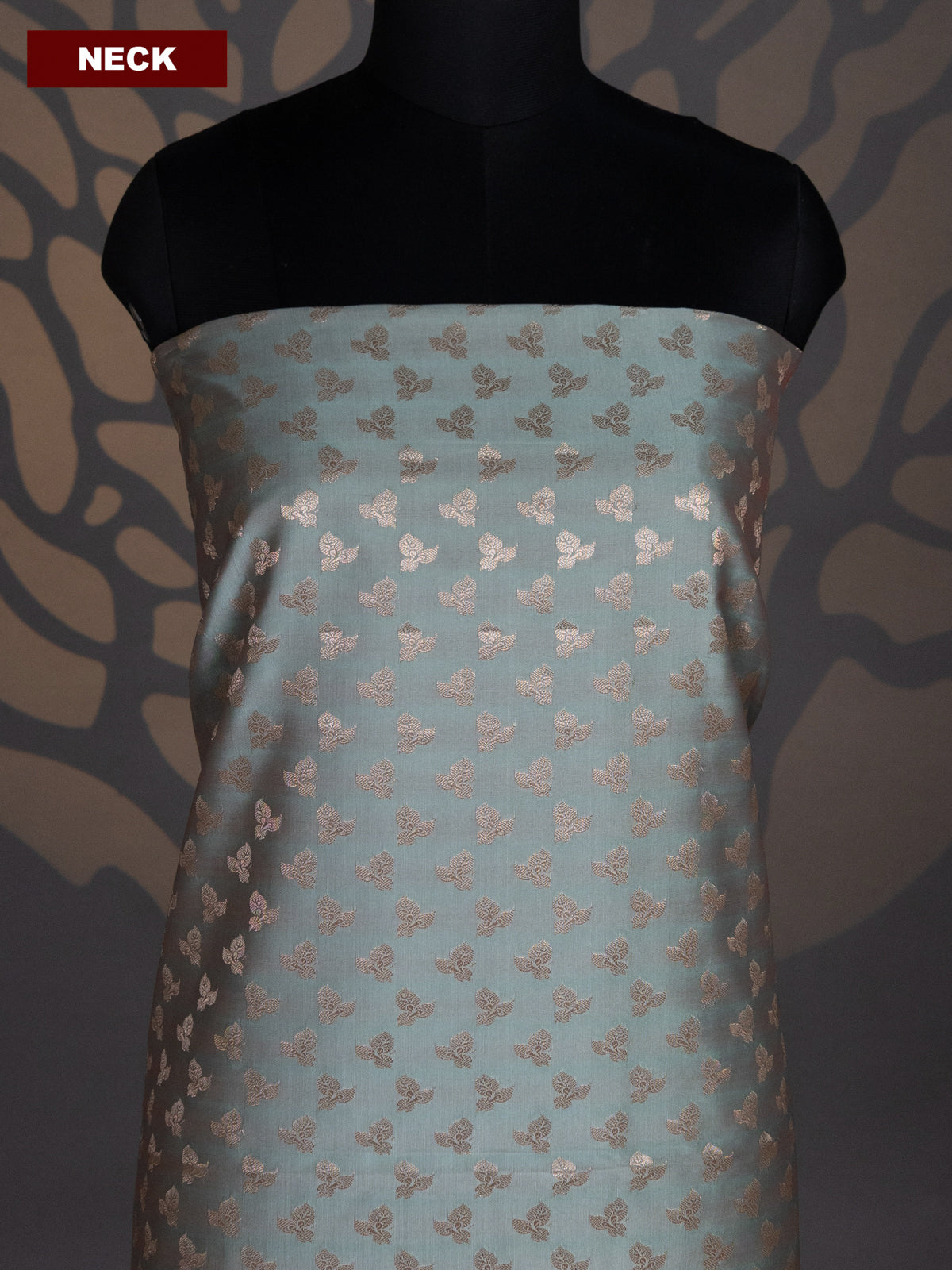 Pastel Green and Magenta Pink Banarasi Silk Dress Material With Allover Zari Buttas