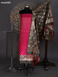 Pink and Dual Shade Of Green Banarasi Silk Dress Material With Allover Zari Buttas