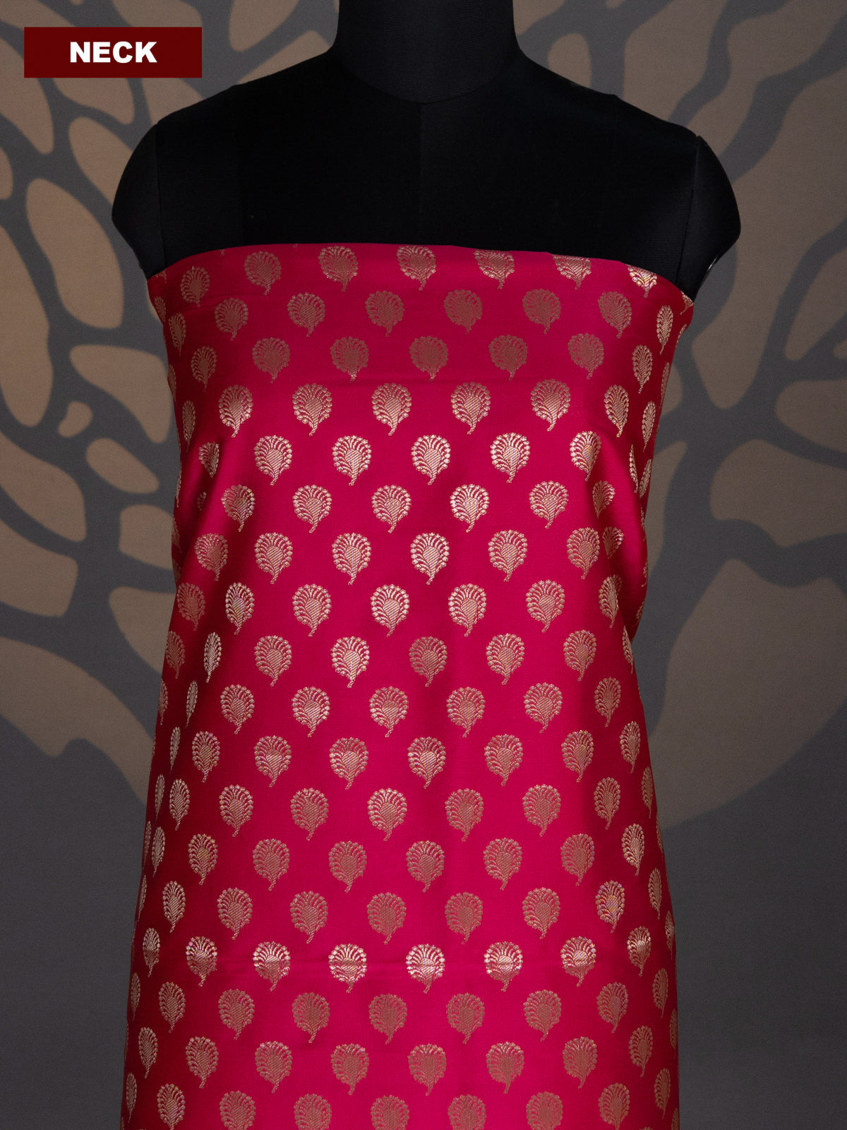 Pink and Dual Shade Of Green Banarasi Silk Dress Material With Allover Zari Buttas