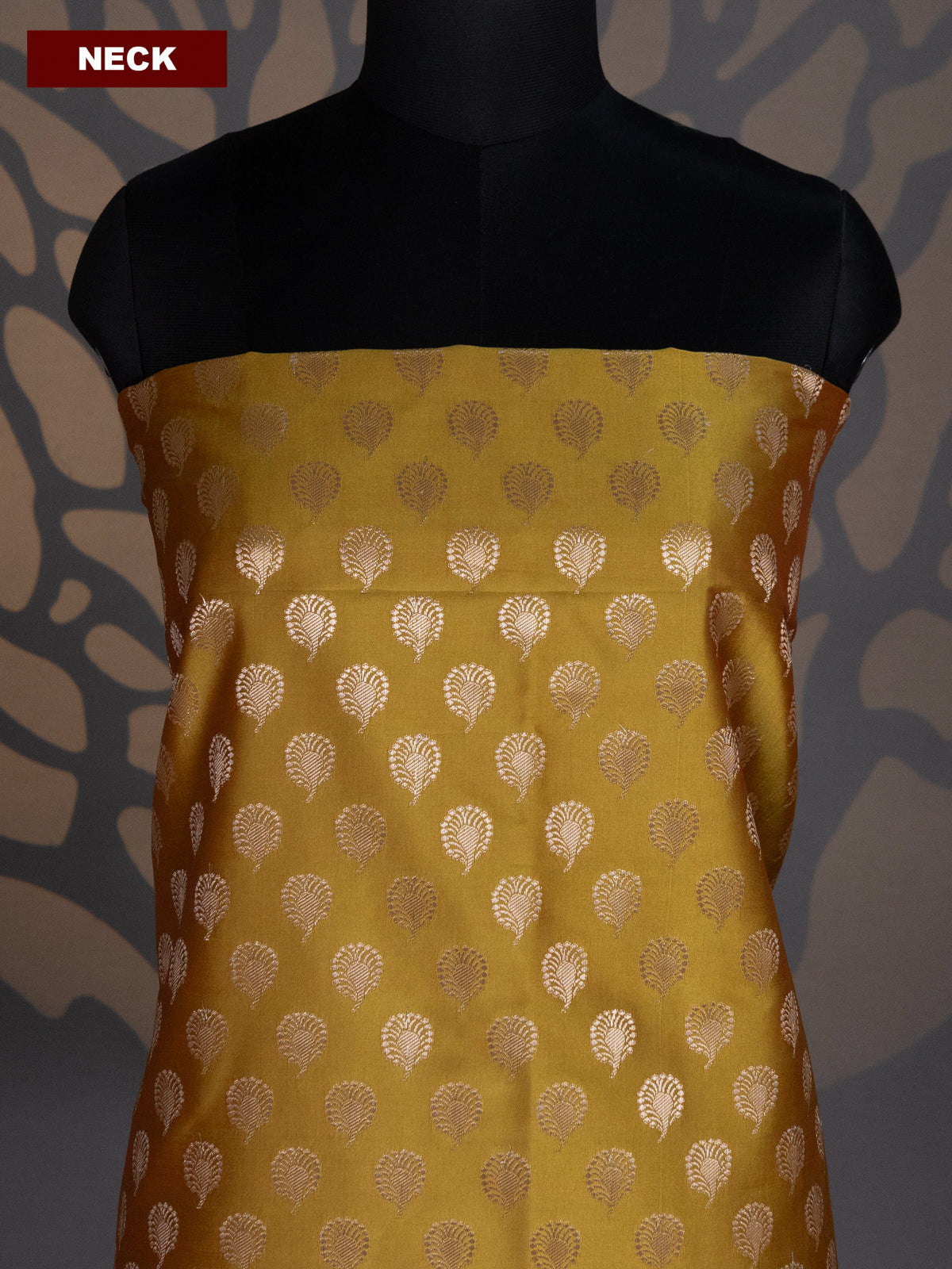 Mustard Yellow and Dual Shade Of Magenta Pink Banarasi Silk Dress Material With Allover Zari Buttas