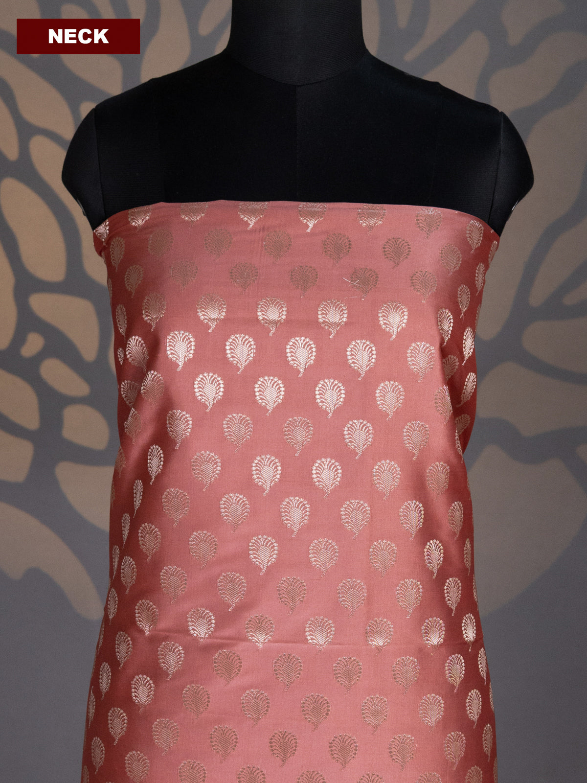 Peach and Dual Shade Of Purple Banarasi Silk Dress Material With Allover Zari Buttas