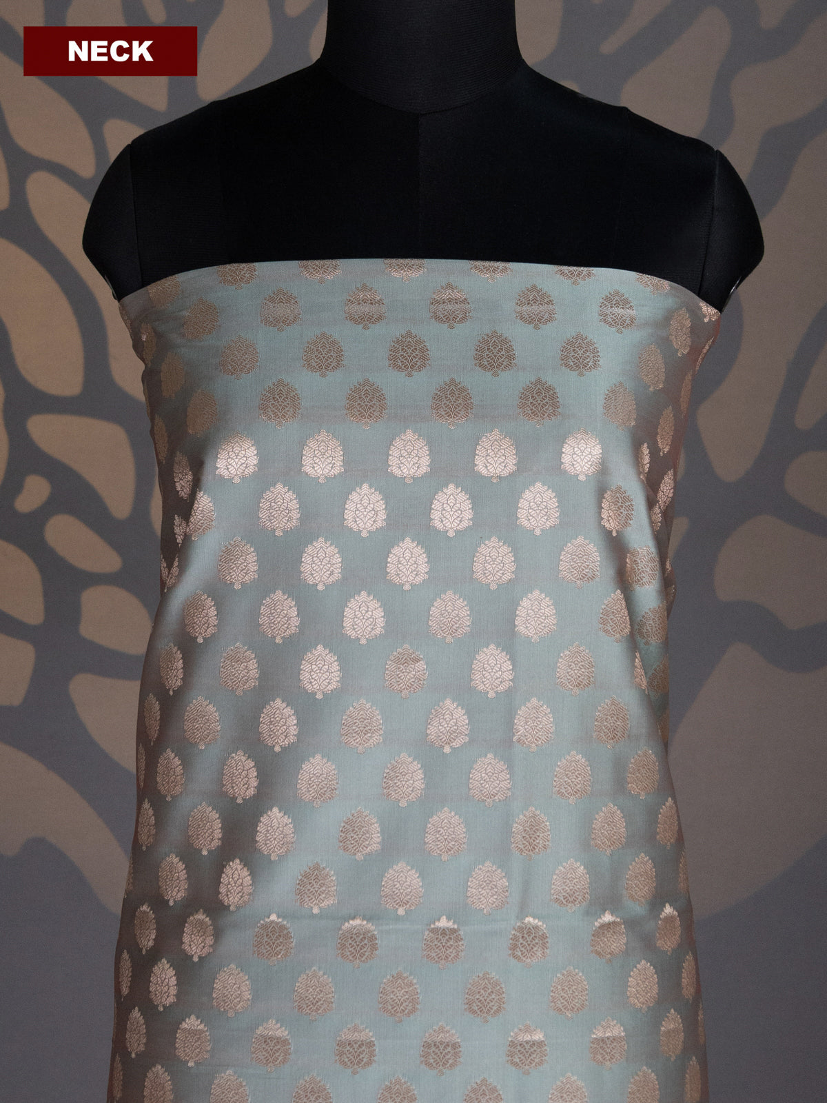 Pastel Green and Dual Shade Of Magenta Pink Banarasi Silk Dress Material With Allover Zari Buttas