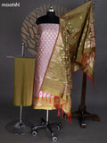 Dual Shade Of Grey and Dual Shade Of Green Banarasi Silk Dress Material With Allover Zari Buttas