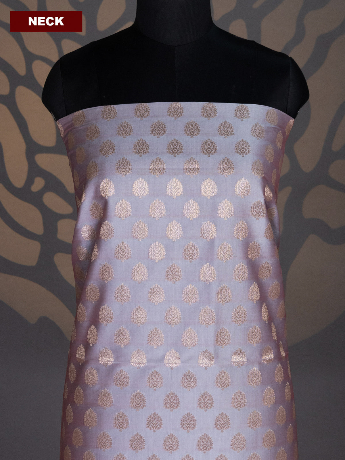 Dual Shade Of Grey and Dual Shade Of Purple Banarasi Silk Dress Material With Allover Zari Buttas