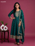 Peacock Green Art Silk Sequin Work Anarkali Suit