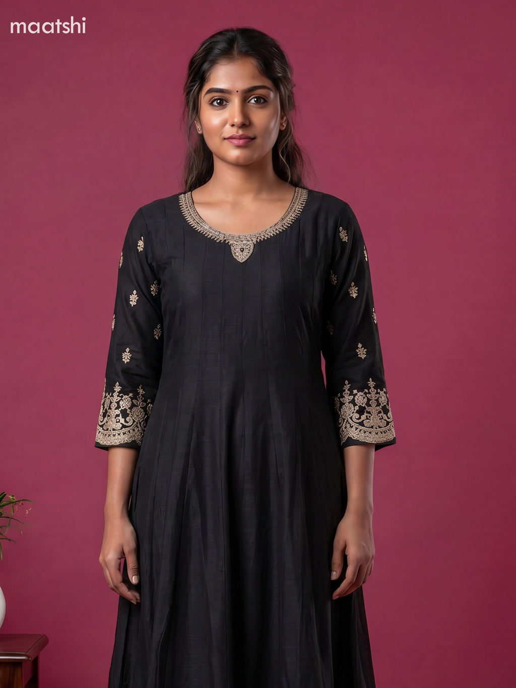Black Art Silk Sequin Work Anarkali Suit