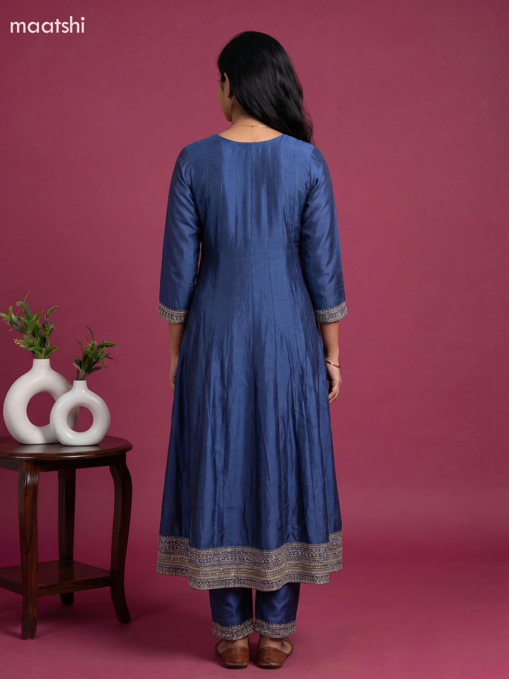 Blue Art Silk Sequin Work Anarkali Suit