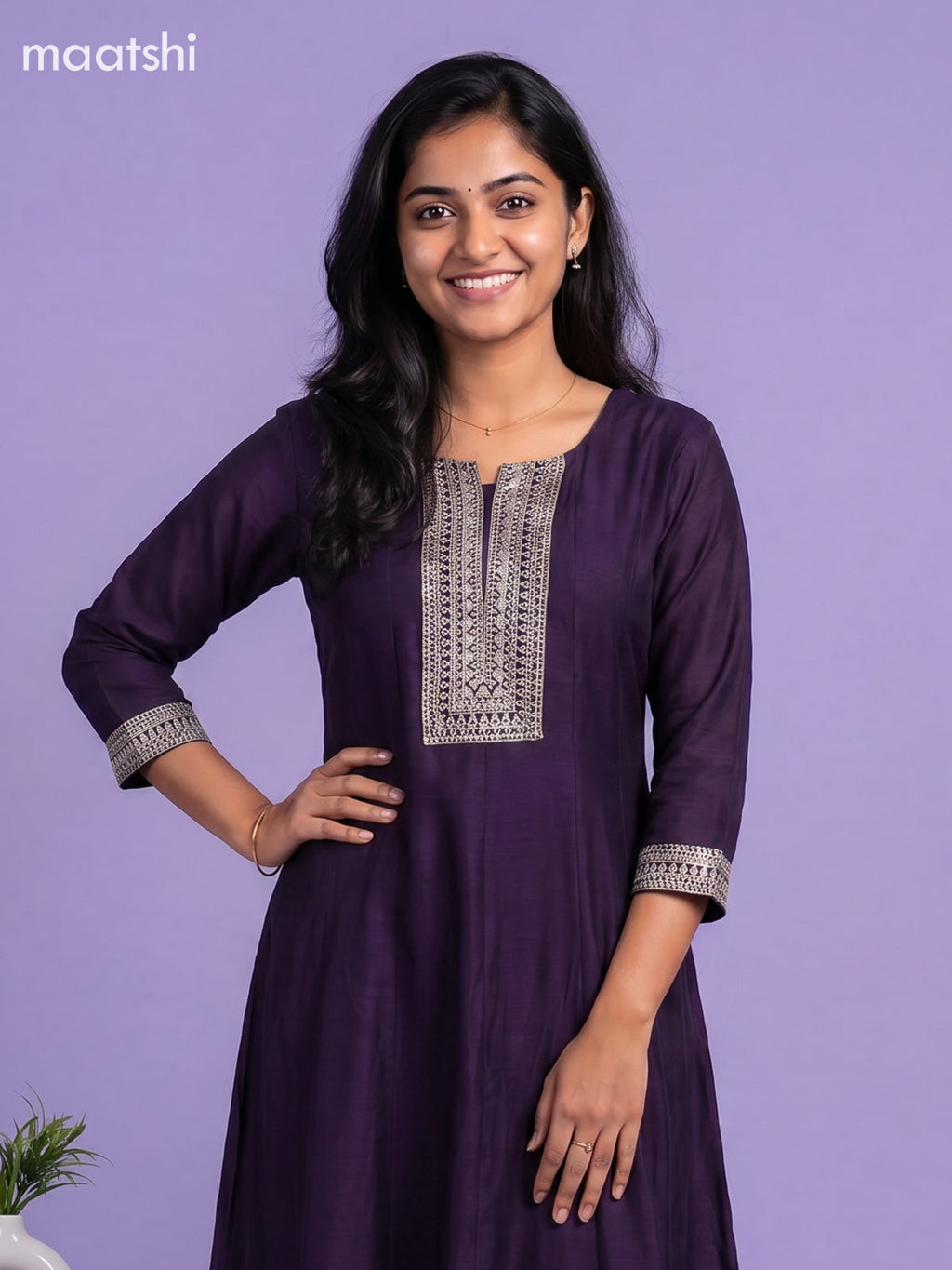 Deep Purple Art Silk Sequin Work Anarkali Suit