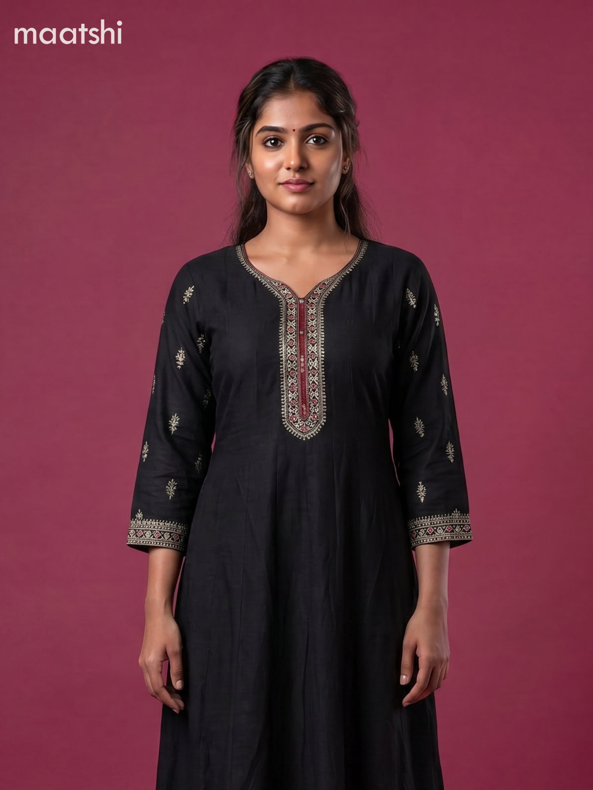 Black Art Silk Sequin Work Anarkali Suit