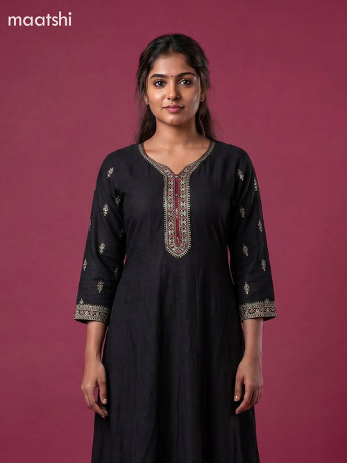 Black Art Silk Sequin Work Anarkali Suit