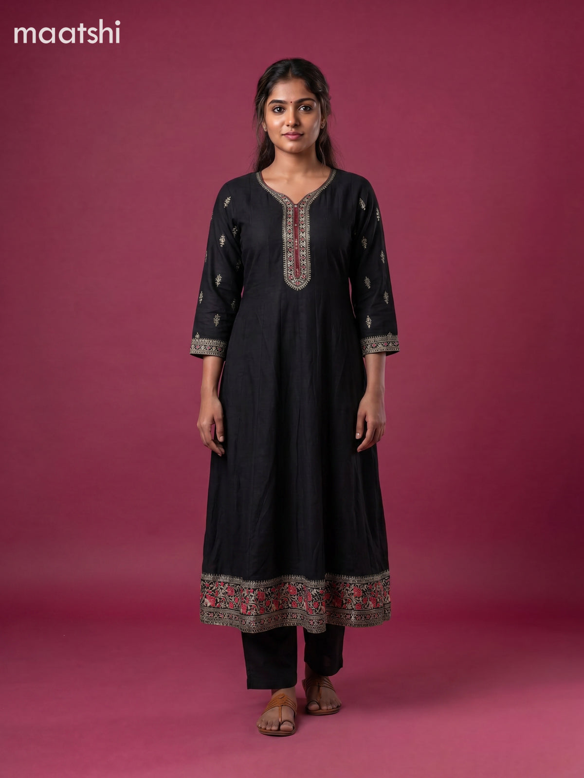 Black Art Silk Sequin Work Anarkali Suit
