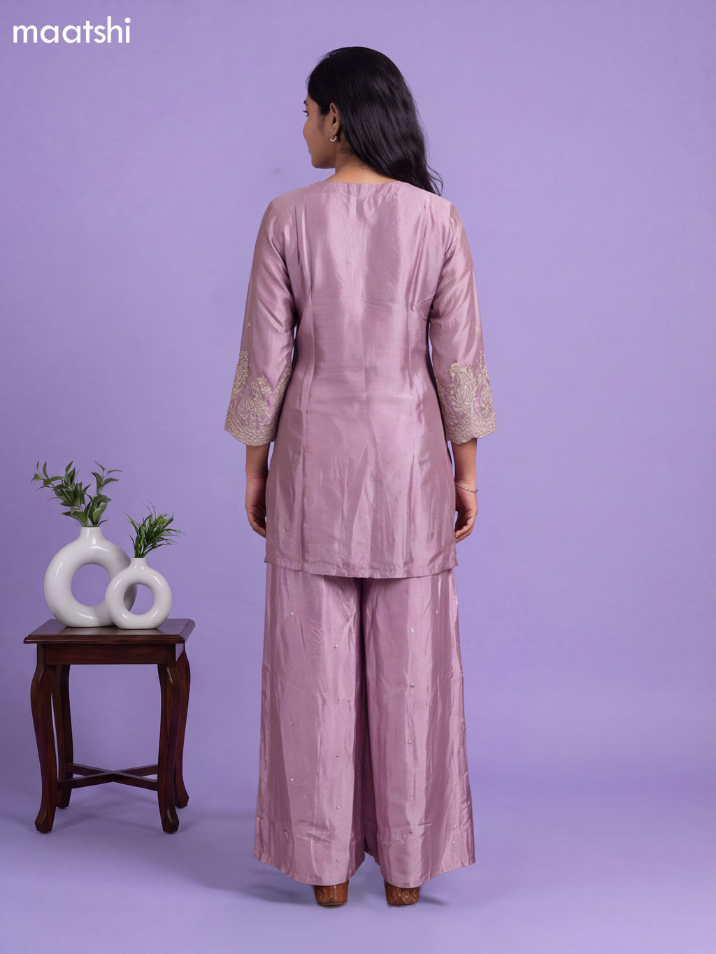 Lavender Art Silk Simple Embroidery Anarkali Suit