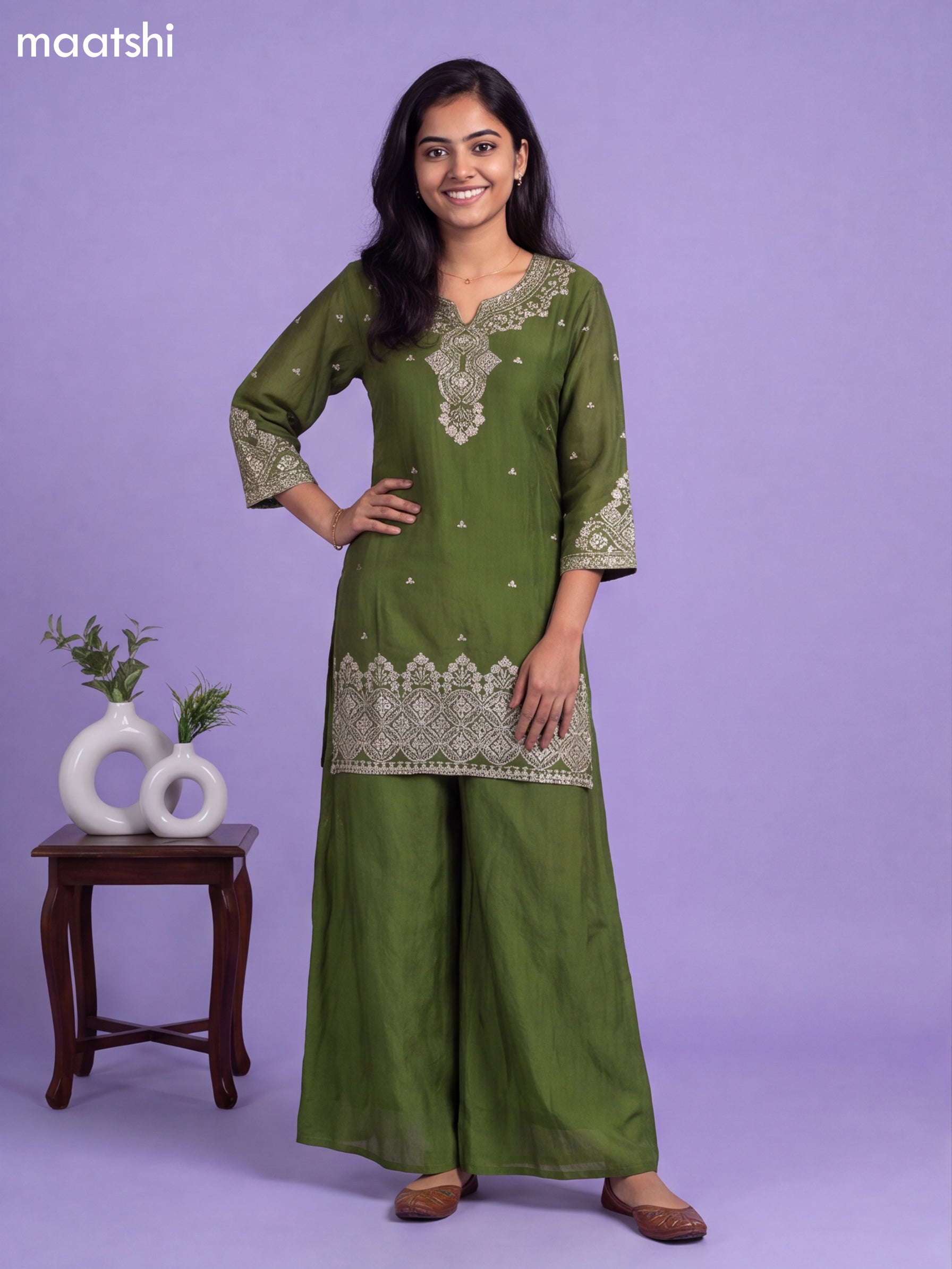 Green Art Silk Simple Embroidery Anarkali Suit