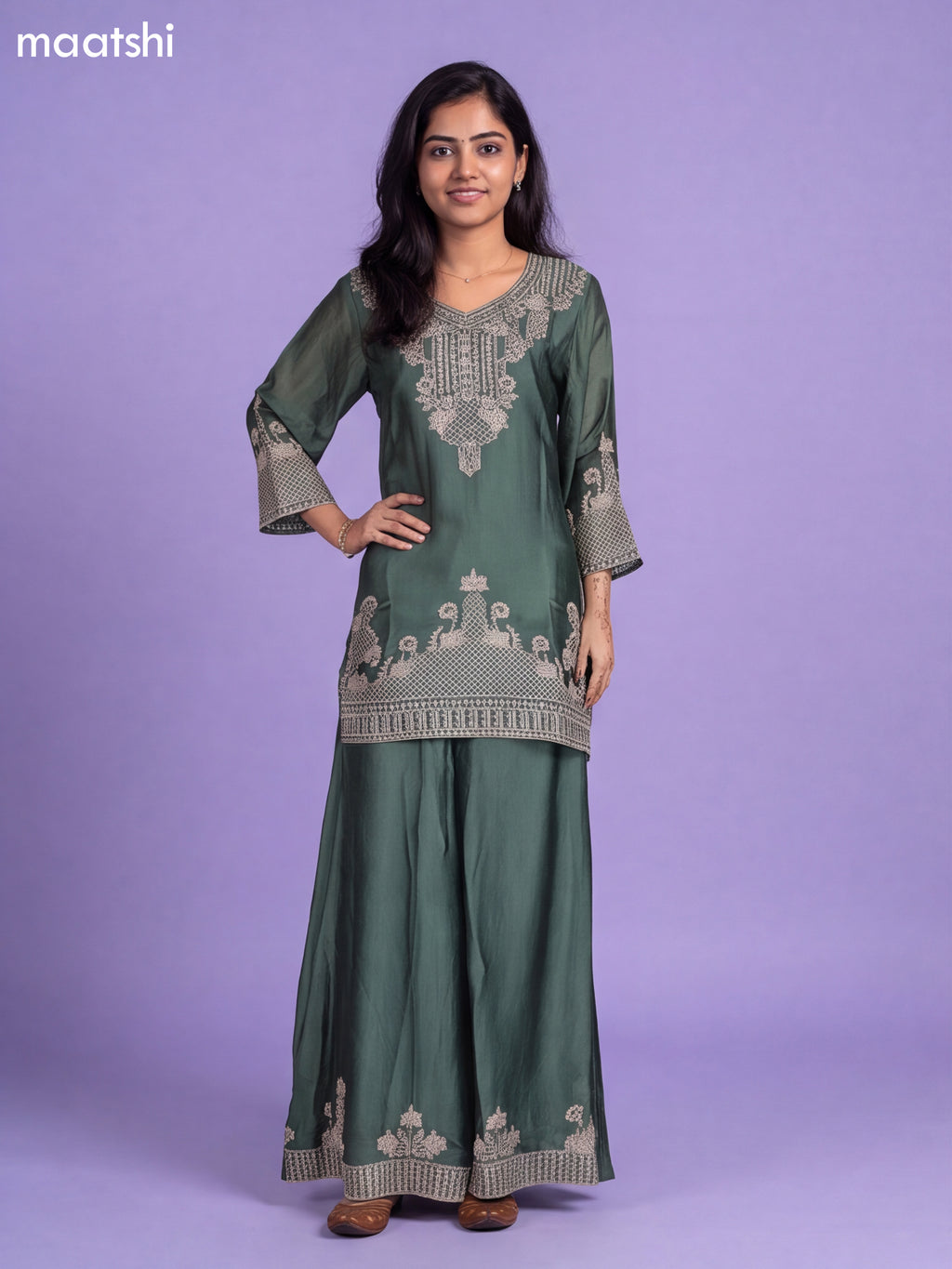 Sap Green Art Silk Simple Embroidery Anarkali Suit