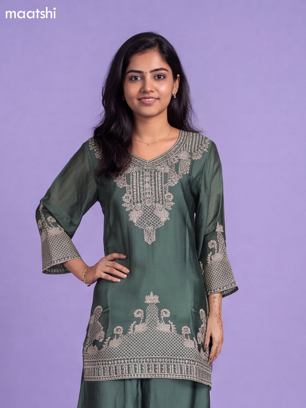 Sap Green Art Silk Simple Embroidery Anarkali Suit