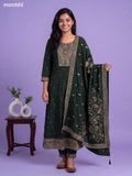 Sap Green Art Silk Sequin Embroiderd Anarkali Suit