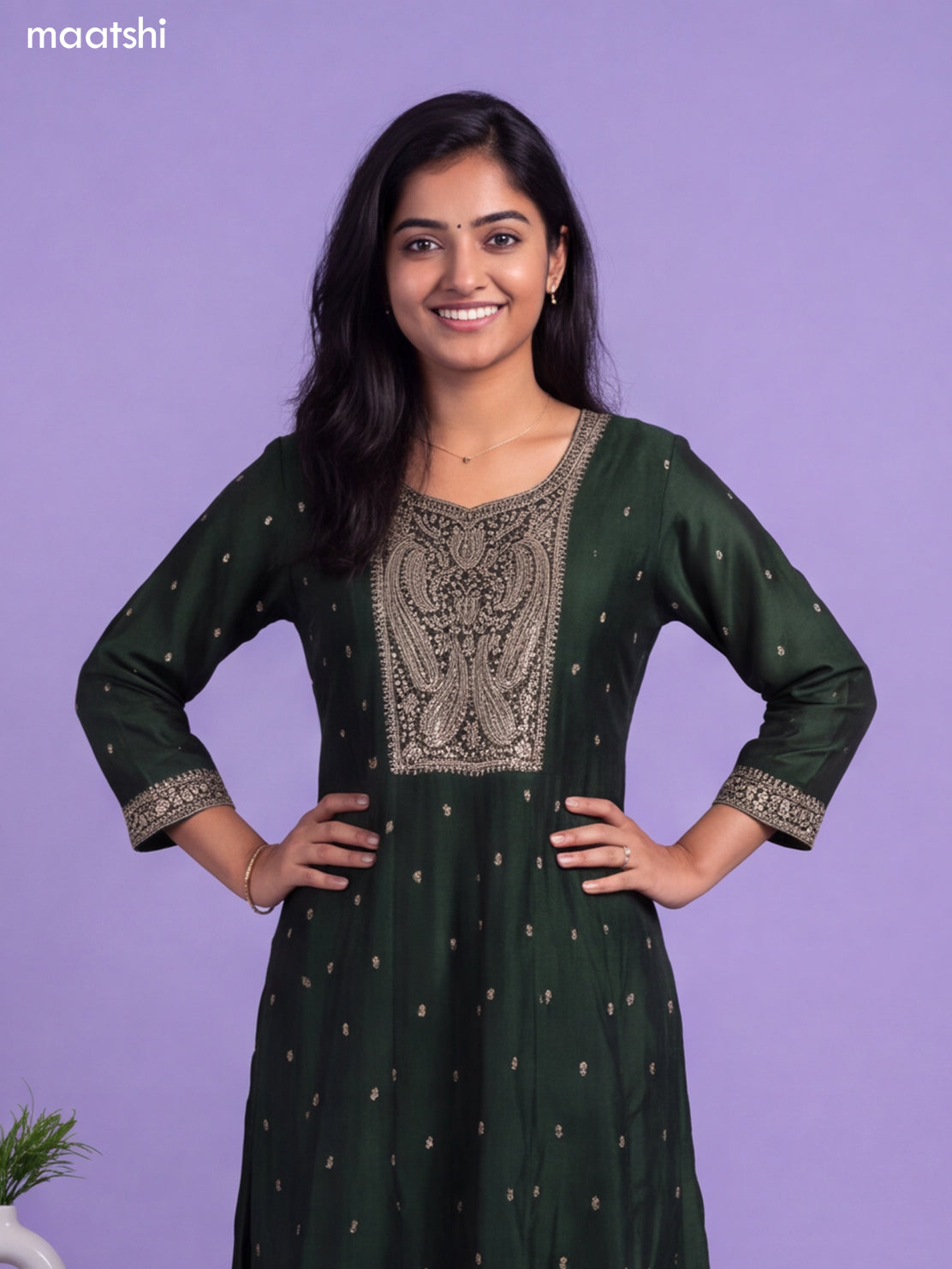Sap Green Art Silk Sequin Embroiderd Anarkali Suit